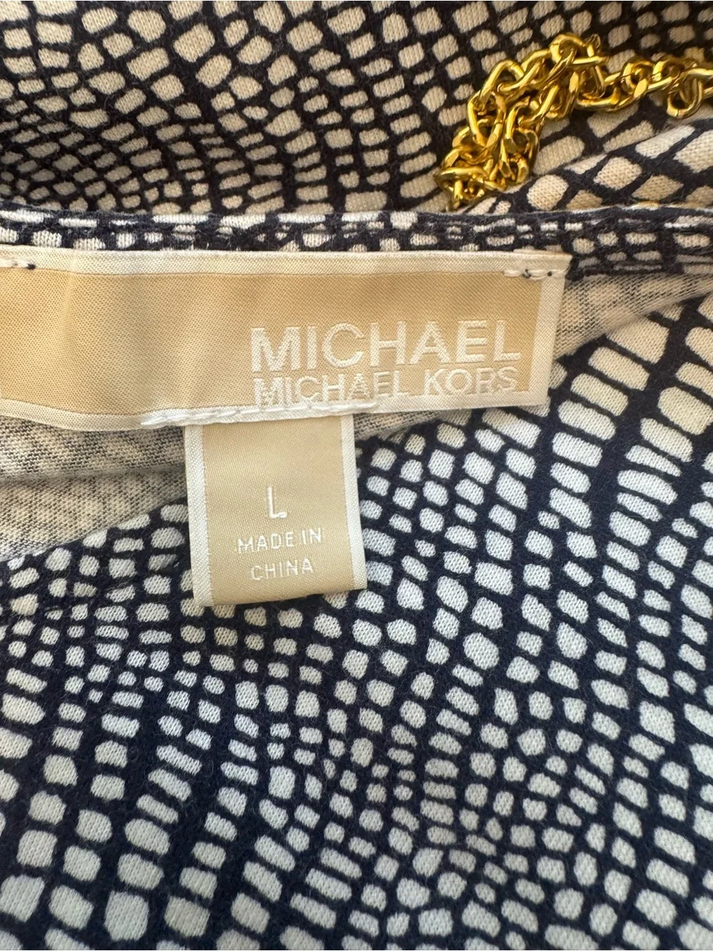 Michael Kors Black and White Short Sleeve Patterned Top